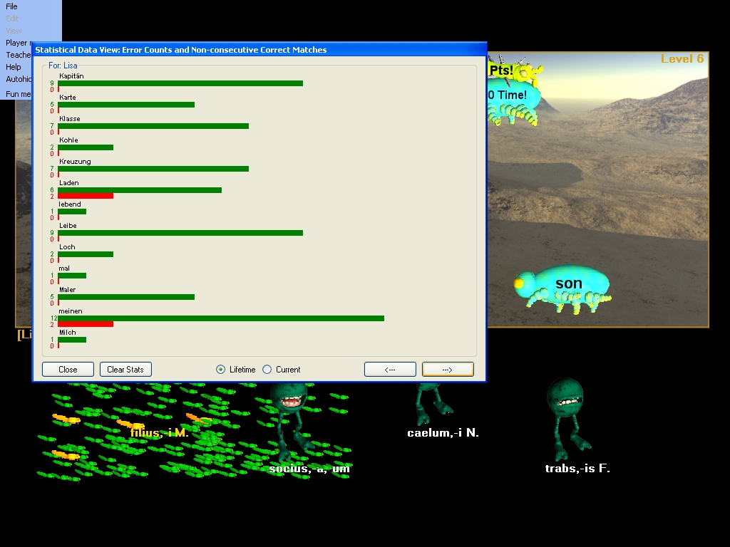 hungry frog spanish game vocabulary stats