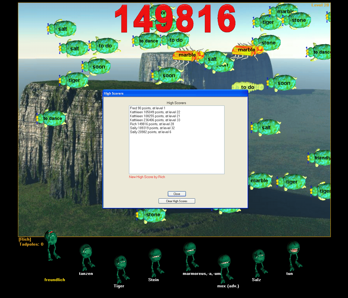 End of game for Spanish vocabulary and Spanish vocabulary mixed together in the same Spanish lesson.