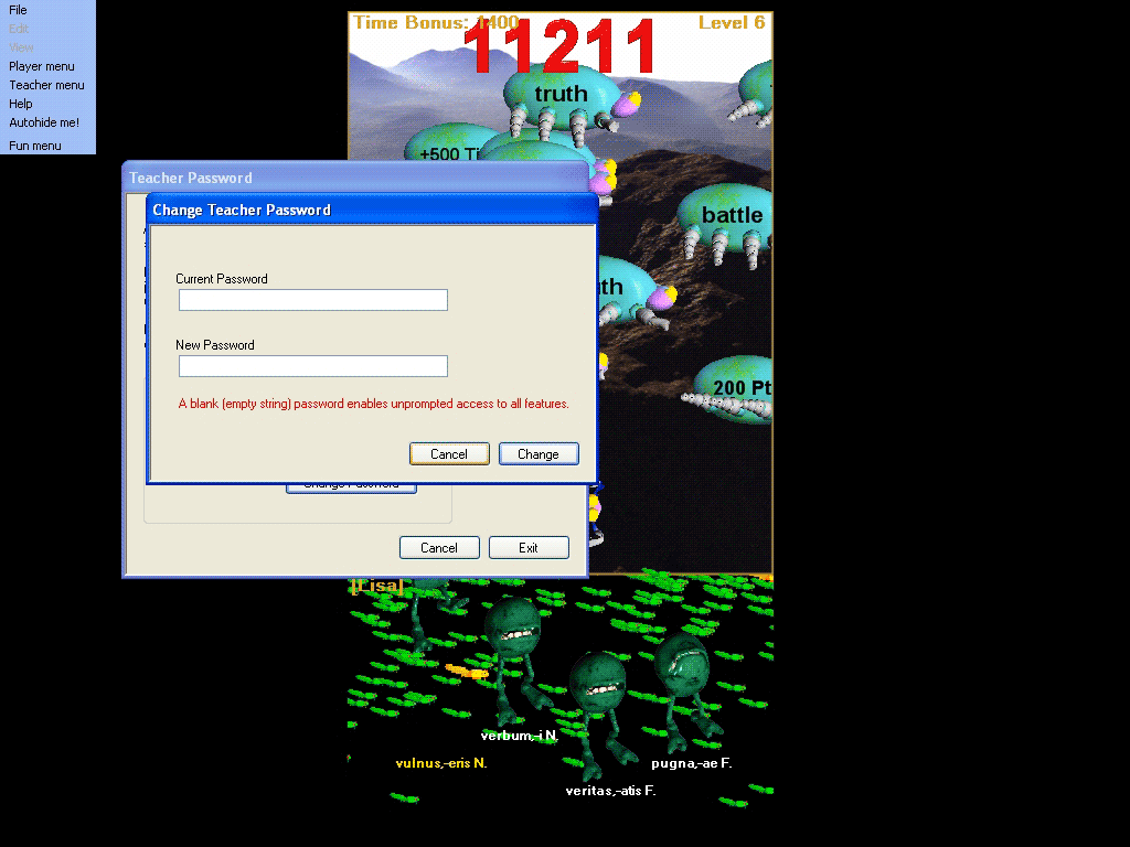 Spanish language software screen capture teach password change