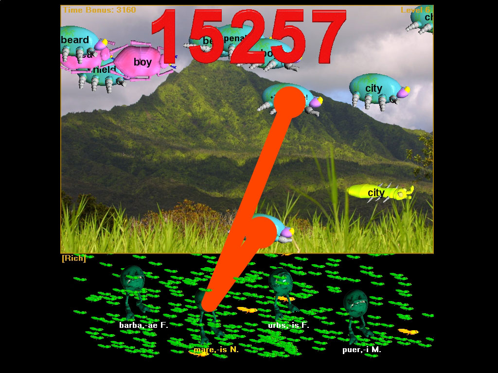 Hungry Frog Spanish language software program game play | Two huge tongues on a Spanish word frog and two English definition bugs