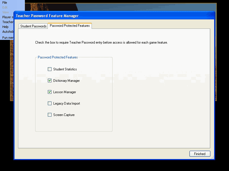 Learn Spanish language game teach PW protection features
