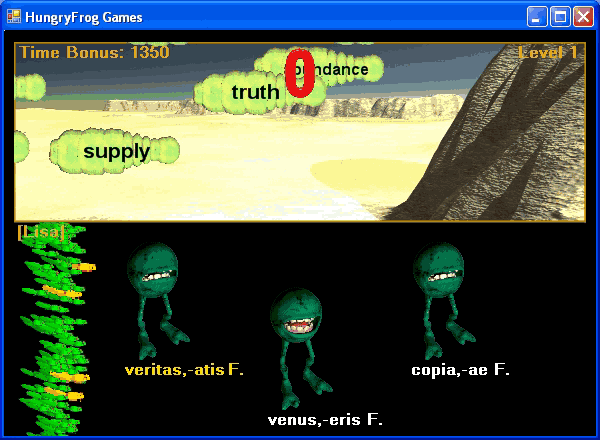 Spanish dictionary word practice with Hungryfrog Spanish Software Program